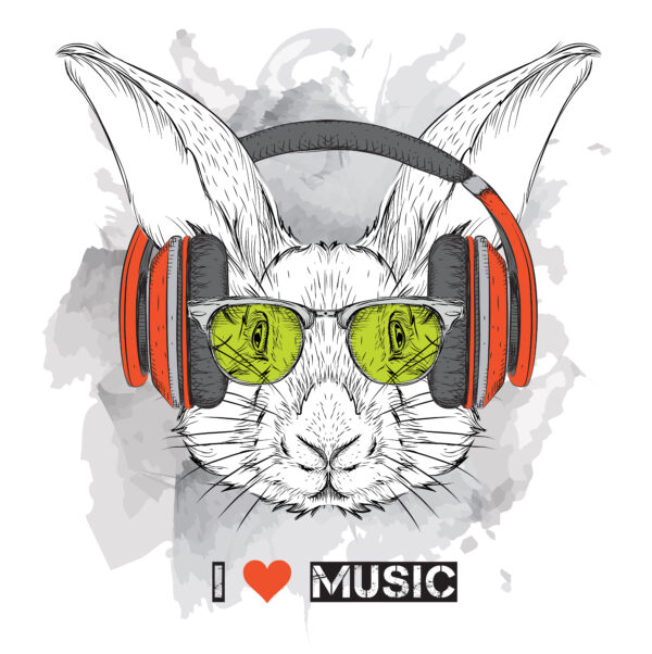 Rabbit with Headphone - Women T Shirt - Image 3