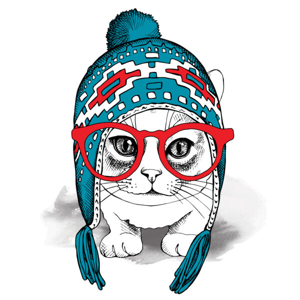 Long Knit Cat Glass - Women White T Shirt - Image 2