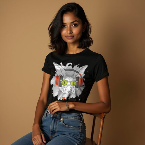 Rabbit with Headphone - Women T Shirt - Image 2