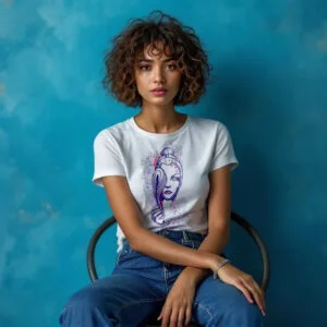Abstract Lady with Feather - Women's T Shirt